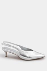 LTS Silver Pointed Slingback Kitten Heel | Long Tall Sally 3