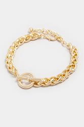 Gold Tone Linked Chain Bracelet | Yours Clothing 1