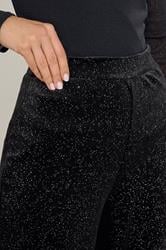 LTS Tall Black Velvet Glitter Wide Leg Trousers | Long Tall Sally 4
