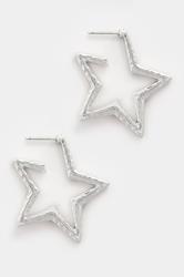 Silver Tone Star Diamante Earrings | Yours Clothing 2