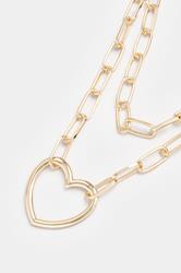 Gold Tone Pendant Heart Layered Chain Necklace | Yours Clothing 3