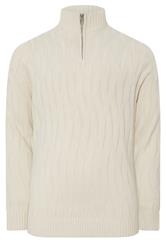 BadRhino Big & Tall Marshmallow Cream Cable Knit Quarter Zip Jumper | BadRhino 5
