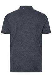 D555 Big & Tall Navy Blue Leaf Print Polo Shirt | BadRhino 4