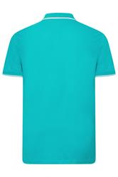 BadRhino Big & Tall Teal Blue & White Tipped Polo Shirt | BadRhino 2