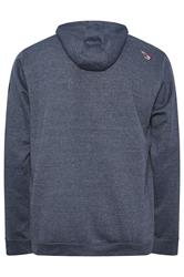 D555 Big & Tall Navy Blue Marl Zip Through Hoodie | BadRhino 2