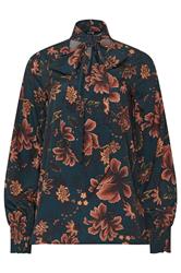 LTS Tall Teal Blue Floral Tie Neck Blouse | Long Tall Sally 7
