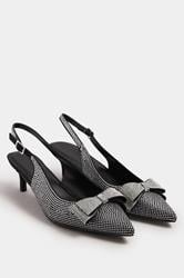 LTS Black Diamante Sparkle Slingback Heels In Standard Fit | Long Tall Sally 1