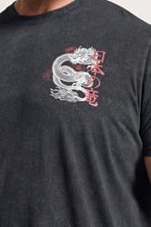 BadRhino Big & Tall Black Dragon Graphic Acid Wash T-Shirt | BadRhino 5