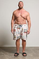 KAM Big & Tall Natural Brown Miami Tropical Swim Shorts | BadRhino 2