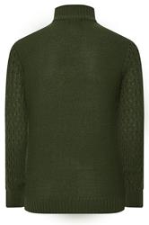 BadRhino Big & Tall Dark Green Cable Knit Quarter Zip Jumper | BadRhino 6