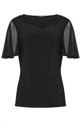 LTS Tall Black Mesh Angel Sleeve Top | Long Tall Sally 5