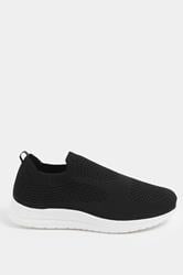 Black Knitted Slip On Trainers In Wide E Fit | Yours Clothing 3