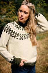 LTS Tall Ivory White & Green Fairisle Knitted Jumper | Long Tall Sally 1