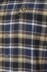 LYLE & SCOTT Big & Tall Blue & Green Brushed Cotton Check Shirt | BadRhino 5