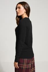LTS Tall Black Crew Neck Button Cardigan | Long Tall Sally 3