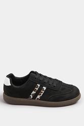 Black Retro Leopard Stripe Trainers In Extra Wide EEE Fit | Yours Clothing 3