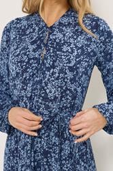 LTS Tall Women's Navy Blue Ditsy Crinkle Maxi Dress | Long Tall Sally 4