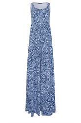 LTS Tall Blue Abstract Tiered Cotton Maxi Dress