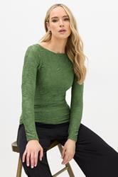 LTS Tall Green Textured Slash Neck Top | Long Tall Sally 2
