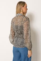 LTS Tall Women's Natural Brown Leopard Chiffon Shirt | Long Tall Sally 2