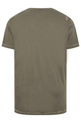 D555 Big & Tall Khaki Green Surfing Bear Print T-Shirt | BadRhino 4