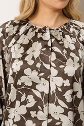 LTS Tall Women's Natural Brown Floral Satin Top | Long Tall Sally 4