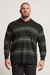 BadRhino Big & Tall Black Stripe Collared Knitted Jumper | BadRhino 1