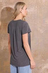 LTS Tall Women's Charcoal Grey Zip Detail T-Shirt | Long Tall Sally 3