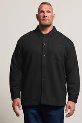 BadRhino Big & Tall Black Jersey Textured Overshirt | BadRhino 1
