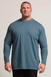 BadRhino Big & Tall Petrol Blue Extra Long Core Long Sleeve T-Shirt | BadRhino 1