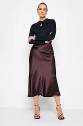 LTS Tall Womens Dark Red Satin Midi Skirt | Long Tall Sally 3