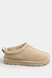 Brown Faux Suede Embroidered Mules In Standard Fit | Yours Clothing 3