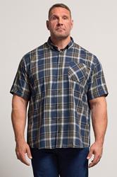 KAM Big & Tall Navy Blue Check Shirt | BadRhino 1