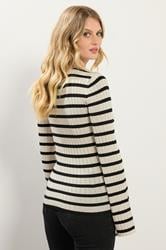 LTS Tall Natural Brown Striped Ribbed Jumper | Long Tall Sally 3