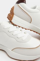 White Faux Leather Runner Trainers In Extra Wide EEE Fit | Yours Clothing 5