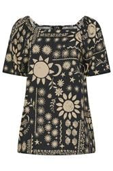 LTS Tall Black Coastal Print Square Neck Top | Long Tall Sally 5