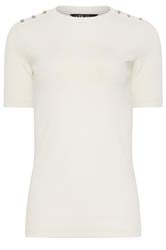 LTS Tall Ivory White Ribbed Button T-Shirt