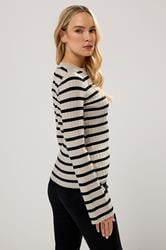 LTS Tall Natural Brown Striped Ribbed Jumper | Long Tall Sally 3