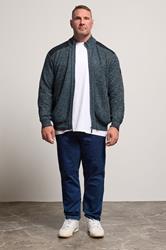 D555 Big & Tall Blue Marl Zip Through Knitted Jumper | BadRhino 2