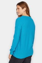 LTS Tall Women's Turquoise Blue Ribbed Long Sleeve Knit Jumper | Long Tall Sally 2