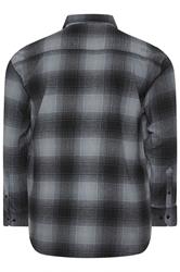 KAM Big & Tall Navy Blue Zip Through Quilted Check Overshirt | BadRhino 2