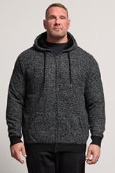 D555 Big & Tall Black Knitted Sherpa Lined Hoodie | BadRhino 1