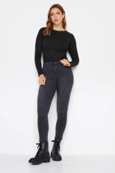 LTS Tall Black Long Sleeve Ribbed Bodysuit | Long Tall Sally 2