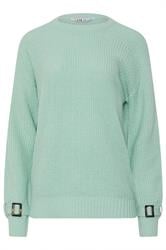 LTS Tall Green Knitted Buckle Sleeve Jumper | Long Tall Sally 5