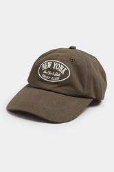 Brown 'New York' Slogan Baseball Cap | Yours Clothing 1