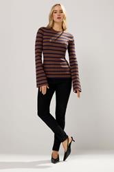 LTS Tall Chocolate Brown Striped Ribbed Jumper | Long Tall Sally 2