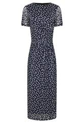 LTS Tall Women's Navy Blue Polka Dot Twist Mesh Midi Dress | Long Tall Sally 5