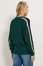 LTS Tall Green Sleeve Stripe Knitted Jumper | Long Tall Sally 3