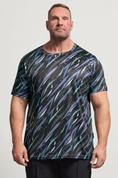 D555 Big & Tall Black Lightweight All Over Print T-Shirt | BadRhino 1
