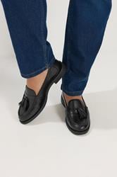 Black Tassle Loafers In Wide E Fit | Yours Clothing 3
